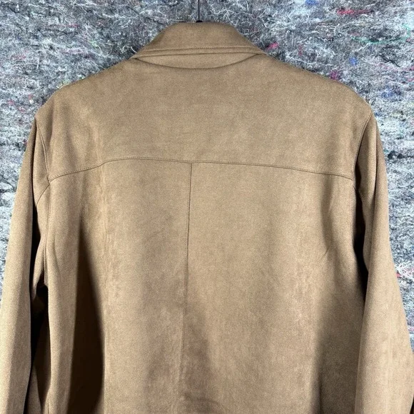 LC Lauren Conrad Moto Jacket Women 1X Brown Faux Suede Asymmetrical Zip - Picture 11 of 14